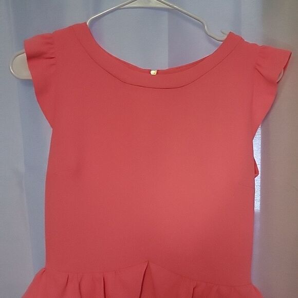 SANDRO crew neck ruffle Sheath pink designer dress Final Discount - Picture 9 of 16